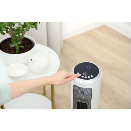 Sencor - Ventilator met keramisch verwarmingselement 2200 W / 230 V, Wi‑Fi, wit + afstandsbediening