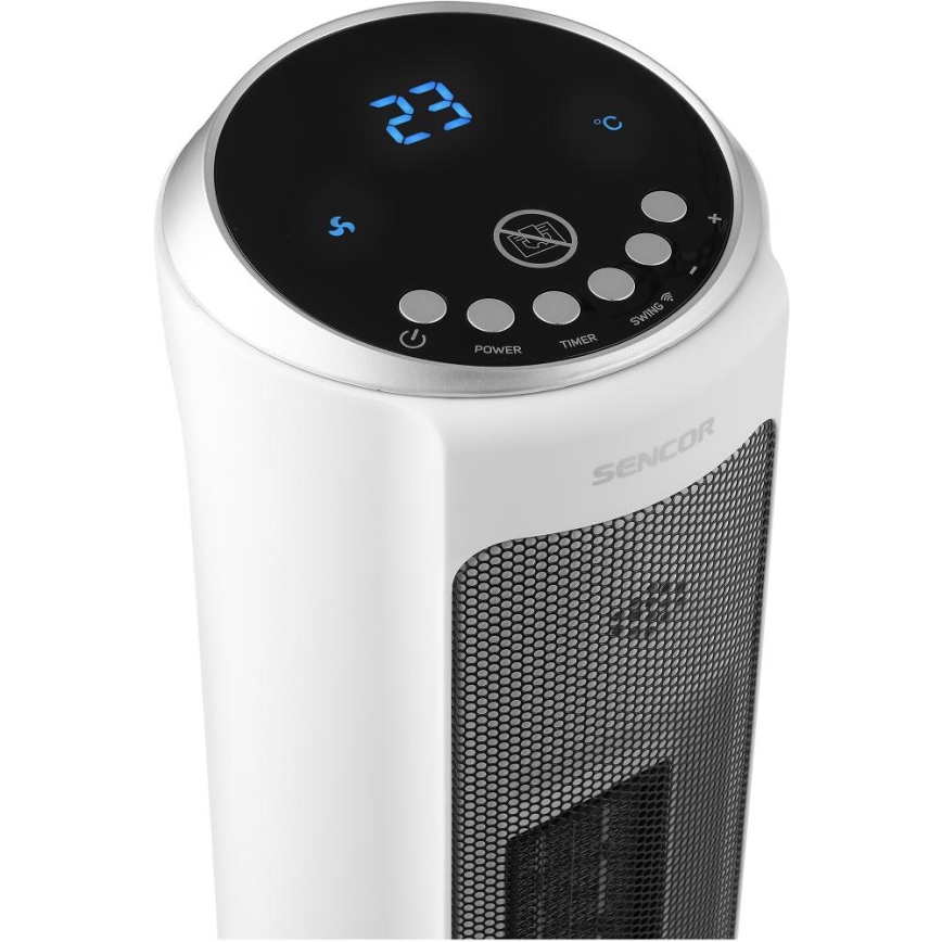Sencor - Ventilator met keramisch verwarmingselement 2200 W / 230 V, Wi‑Fi, wit + afstandsbediening