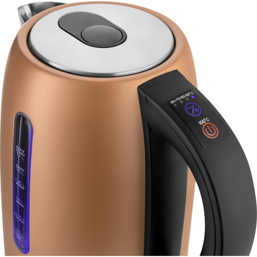 Sencor - Waterkoker met temperatuurregeling 1,7 l 2150W/230V koperkleurig