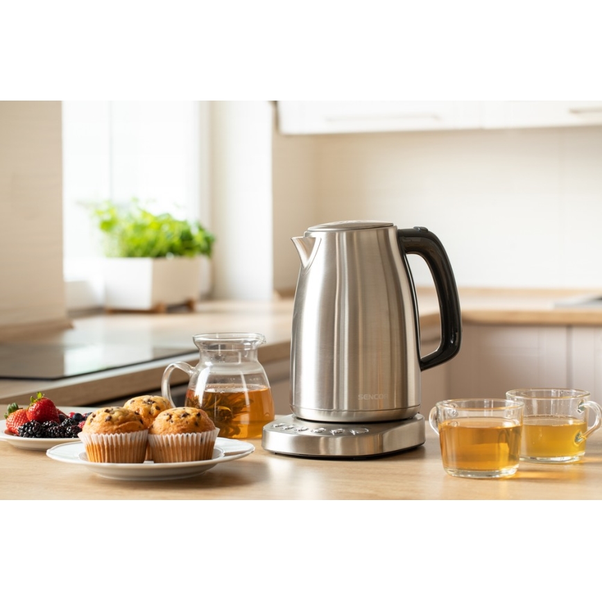 Sencor - Waterkoker met Thermoregulatie 1,7 l 2200W/230V roestvrij staal