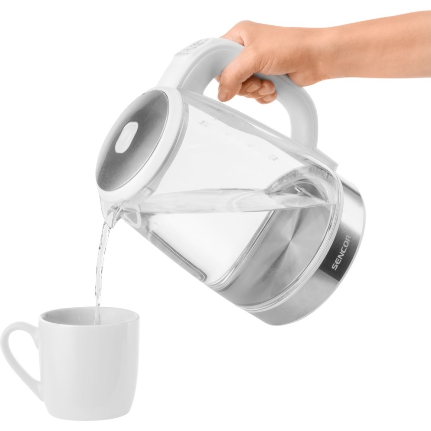 Sencor - Waterkoker met Thermoregulatie en LED Achtergrondverlichting 2 l 2200W/230V wit