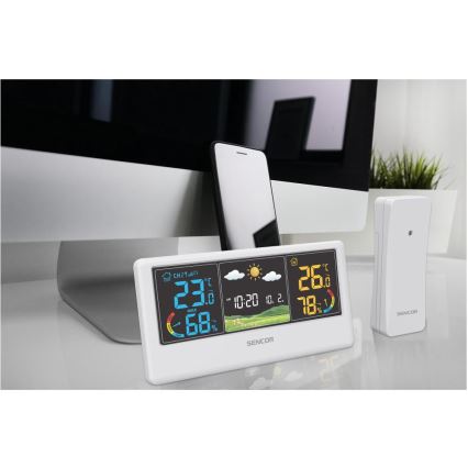 Sencor - Weerstation met gekleurd LCD-display 3xAAA + 2xAA wit