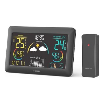 Sencor - Weerstation met kleuren LCD-scherm en wekker 3xAA