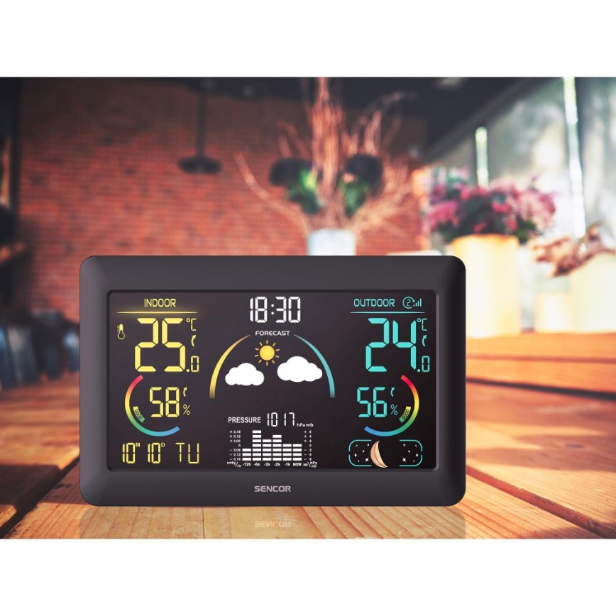 Sencor - Weerstation met kleuren LCD-scherm en wekker 5V 3xAA + 2xAA