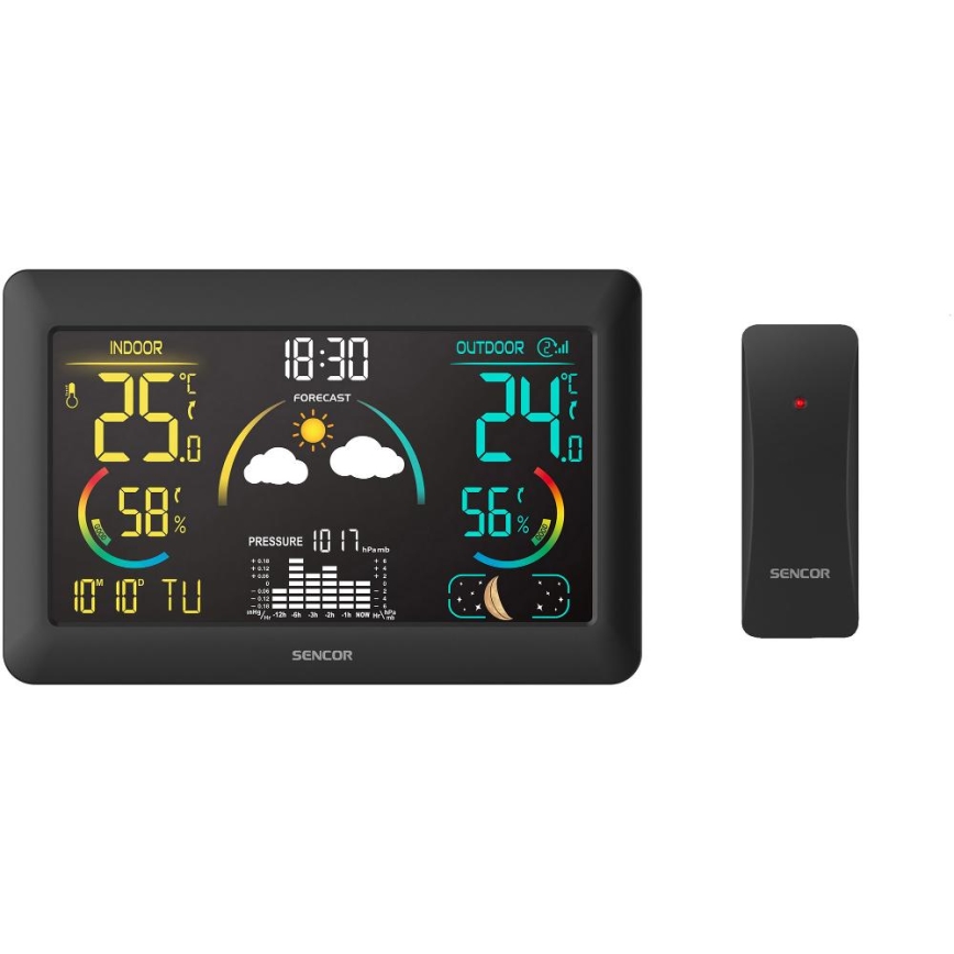Sencor - Weerstation met kleuren LCD-scherm en wekker 5V 3xAA + 2xAA
