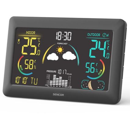Sencor - Weerstation met kleuren LCD-scherm en wekker 5V 3xAA + 2xAA