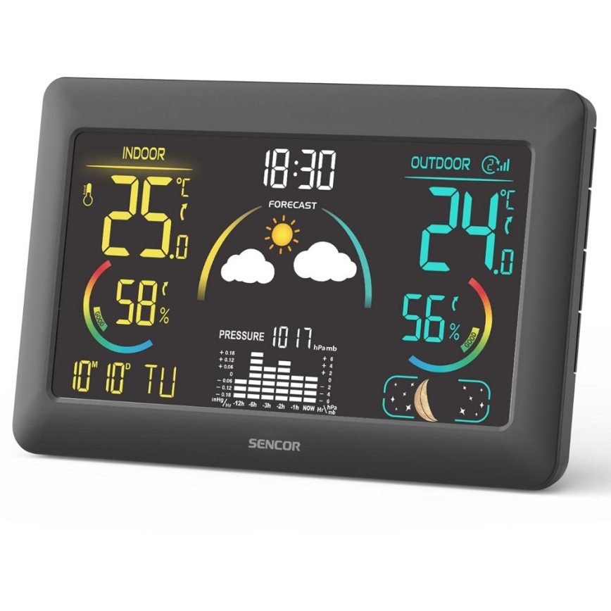 Sencor - Weerstation met kleuren LCD-scherm en wekker 5V 3xAA + 2xAA
