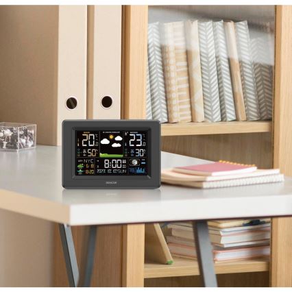 Sencor - Weerstation met kleurrijk LCD-display 3xAA + 2xAA zwart