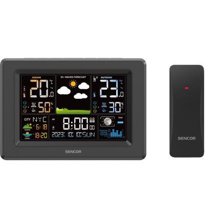 Sencor - Weerstation met kleurrijk LCD-display 3xAA + 2xAA zwart