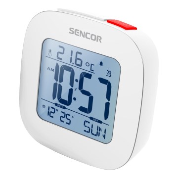 Sencor - Wekker met LCD-display en thermometer 2xAAA wit