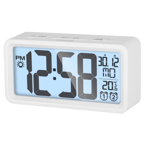 Sencor - Wekker met LCD-display en thermometer 2xAAA wit