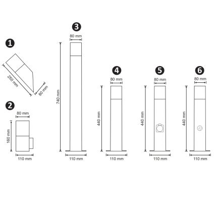 Sensorlamp voor buiten NEW YORK 1xE27/12W/230V IP44 44 cm antraciet