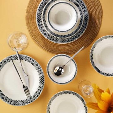 Servies 12-delig wit/zwart/porselein