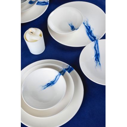 Serviesset 18-delig wit/blauw/porselein