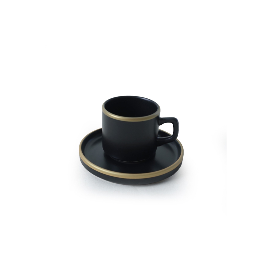 Serviesset 20 st zwart/goud/steengoed