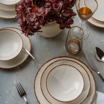 Serviesset 24-delig beige/bruin/porselein