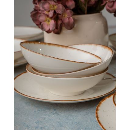 Serviesset 24-delig beige/bruin/porselein