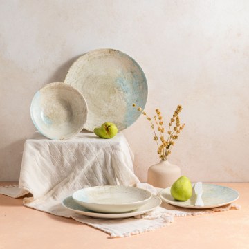 Serviesset 24-delig blauw/beige/porselein