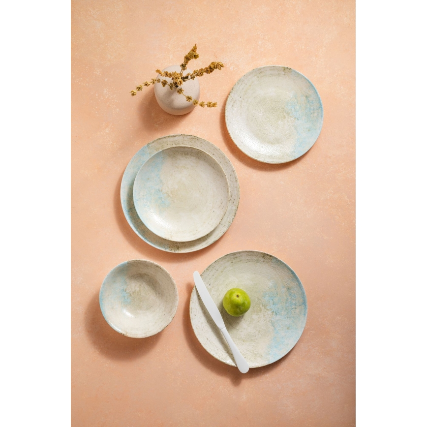 Serviesset 24-delig blauw/beige/porselein