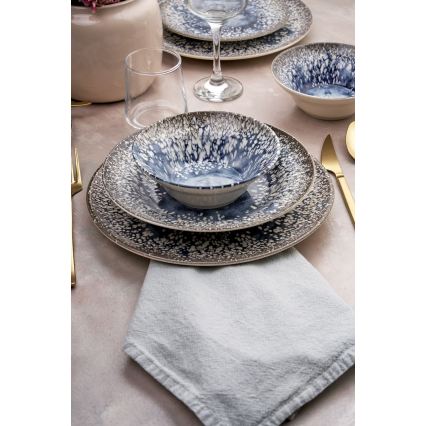 Serviesset 24-delig – blauw/bruin, keramiek