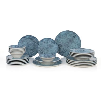 Serviesset 24-delig, blauw/keramiek