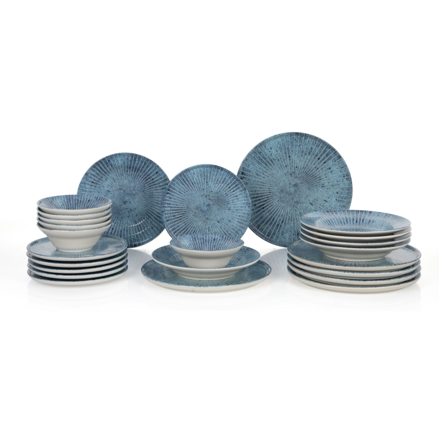 Serviesset 24-delig, blauw/keramiek