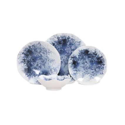 Serviesset 24-delig, blauw/porselein