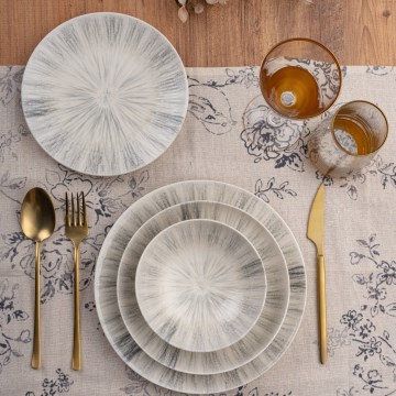 Serviesset 24-delig grijs/porselein