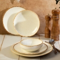Serviesset 24-delig, wit/beige, porselein