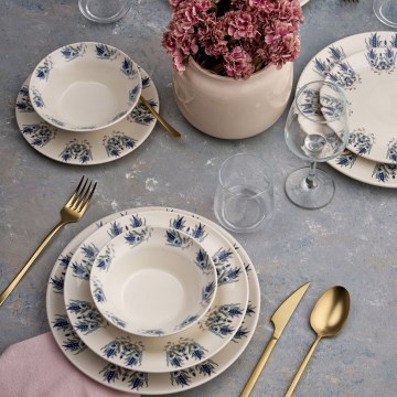 Serviesset 24-delig wit/blauw/keramiek