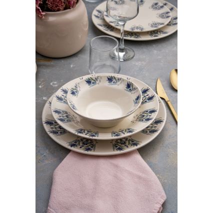Serviesset 24-delig wit/blauw/keramiek