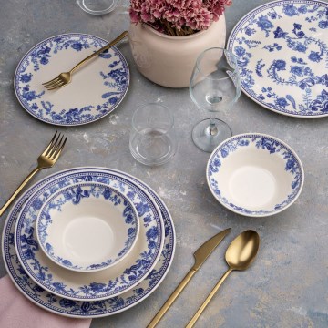 Serviesset 24-delig wit/blauw/keramiek