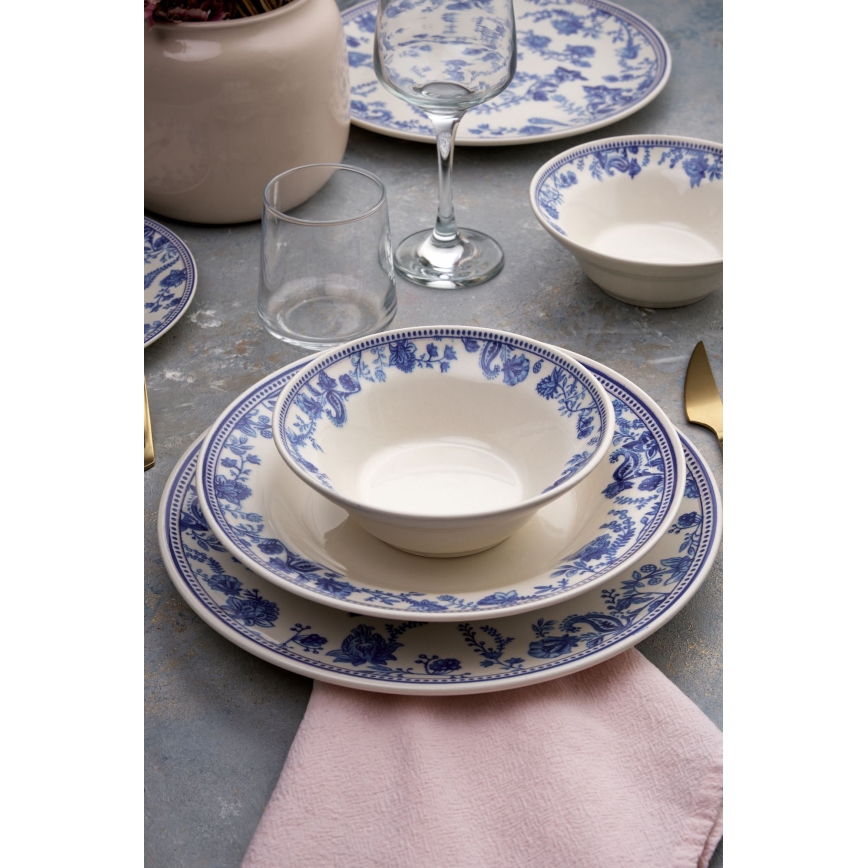 Serviesset 24-delig wit/blauw/keramiek