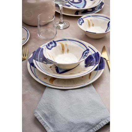 Serviesset 24-delig wit/blauw/keramiek