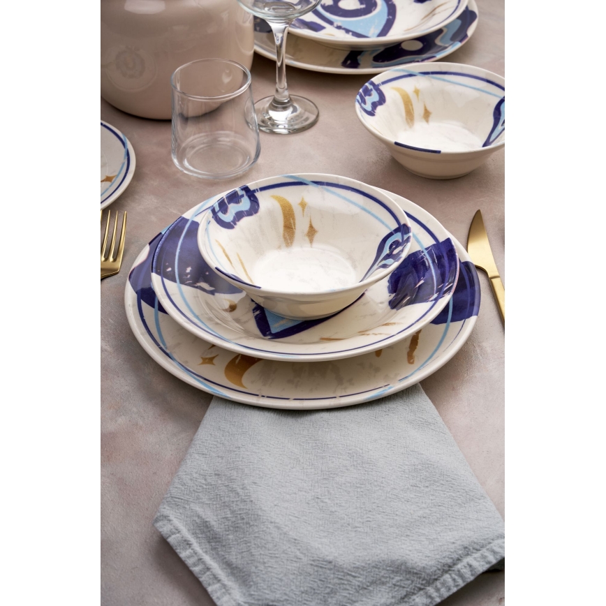 Serviesset 24-delig wit/blauw/keramiek
