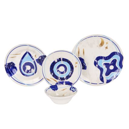 Serviesset 24-delig wit/blauw/keramiek