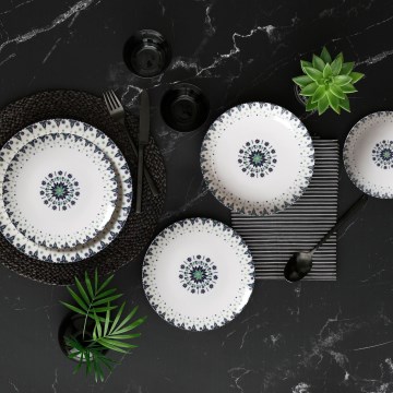 Serviesset 24-delig wit/blauw/porselein