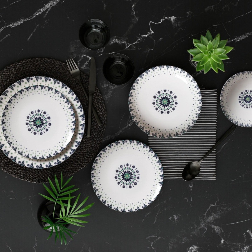 Serviesset 24-delig wit/blauw/porselein