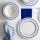 Serviesset 24-delig, wit/blauw, porselein