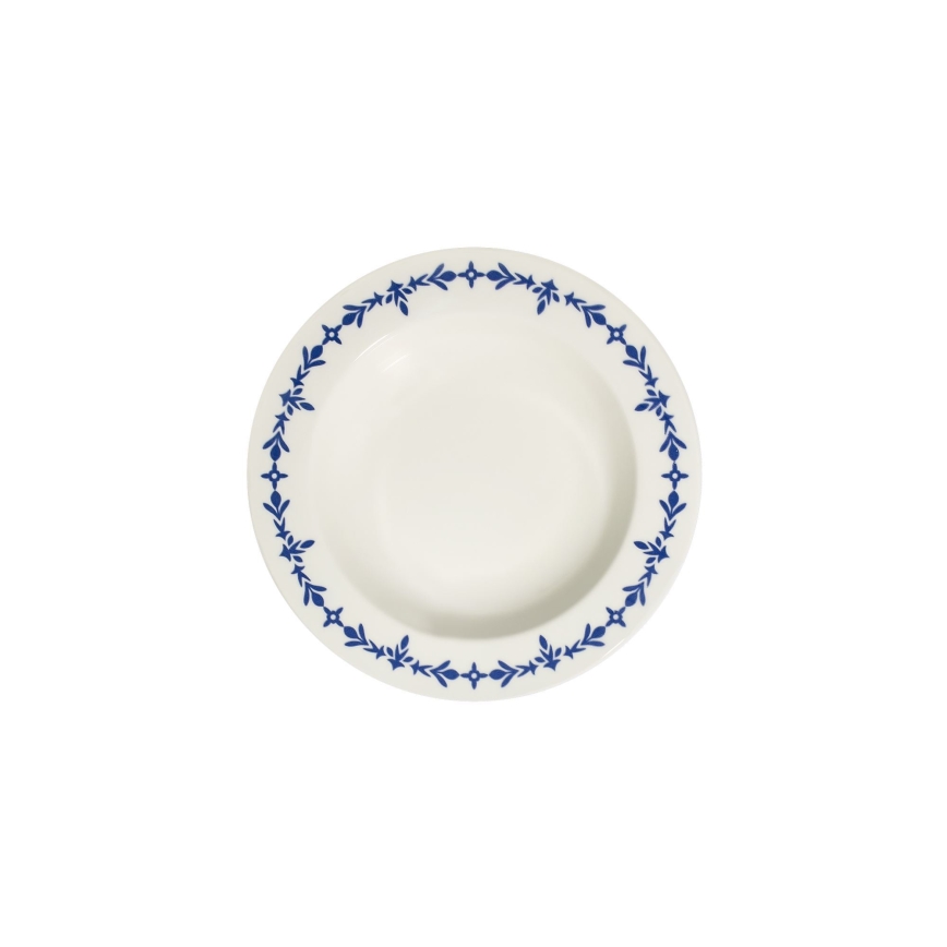 Serviesset 24-delig, wit/blauw, porselein