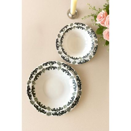 Serviesset 24-delig wit/groen/porselein