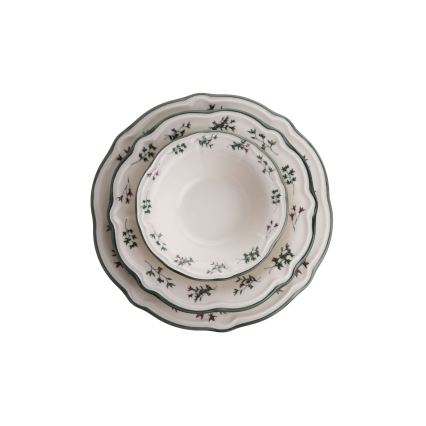 Serviesset 24-delig wit/groen porselein