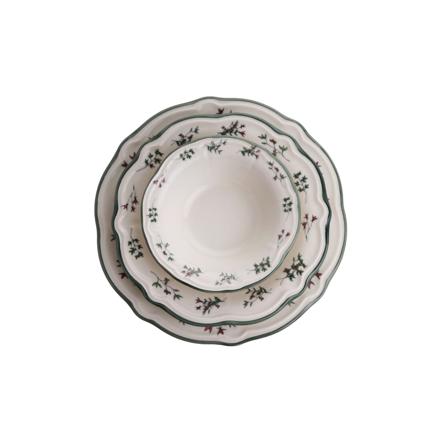 Serviesset 24-delig wit/groen porselein