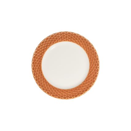 Serviesset 24-delig, wit/oranje, porselein