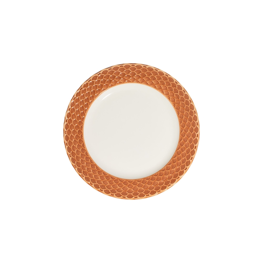 Serviesset 24-delig, wit/oranje, porselein