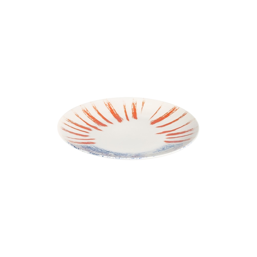 Serviesset 24-delig wit/rood/blauw /porselein