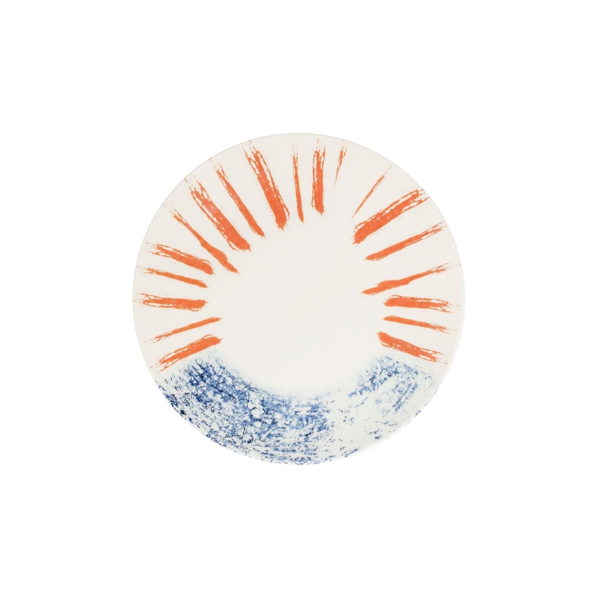 Serviesset 24-delig wit/rood/blauw /porselein