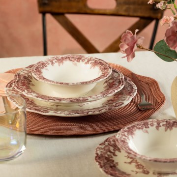 Serviesset 24-delig wit/roze/porselein