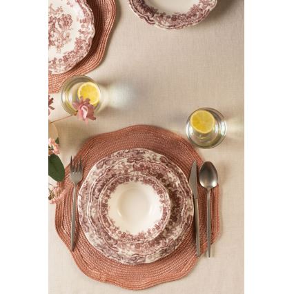 Serviesset 24-delig wit/roze/porselein