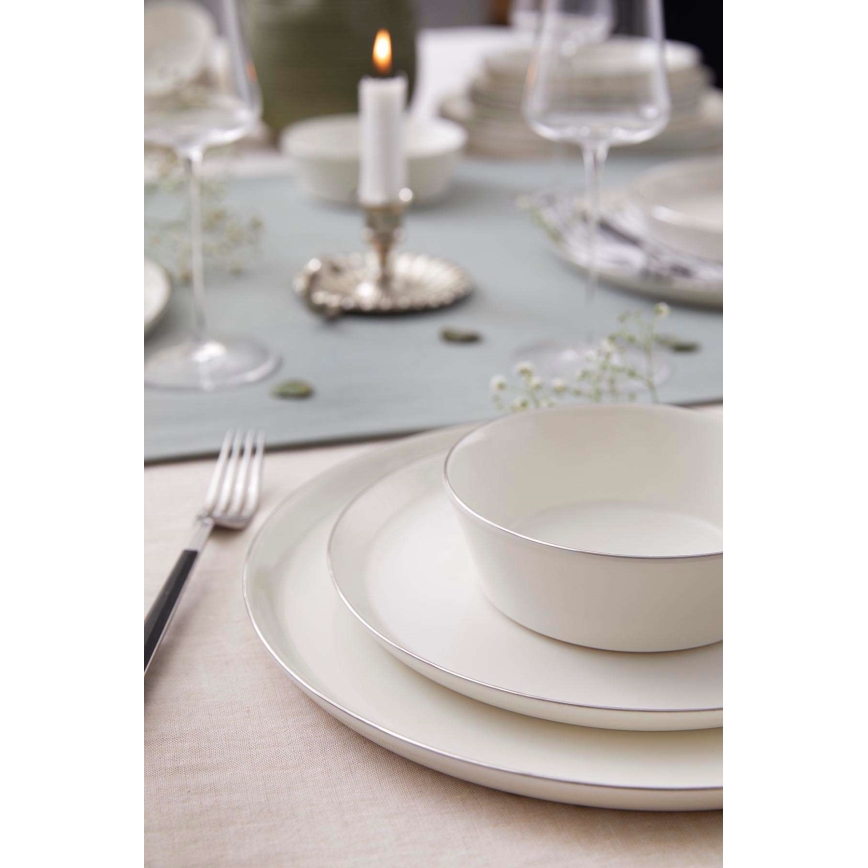 Serviesset 24-delig wit/zilver/porselein